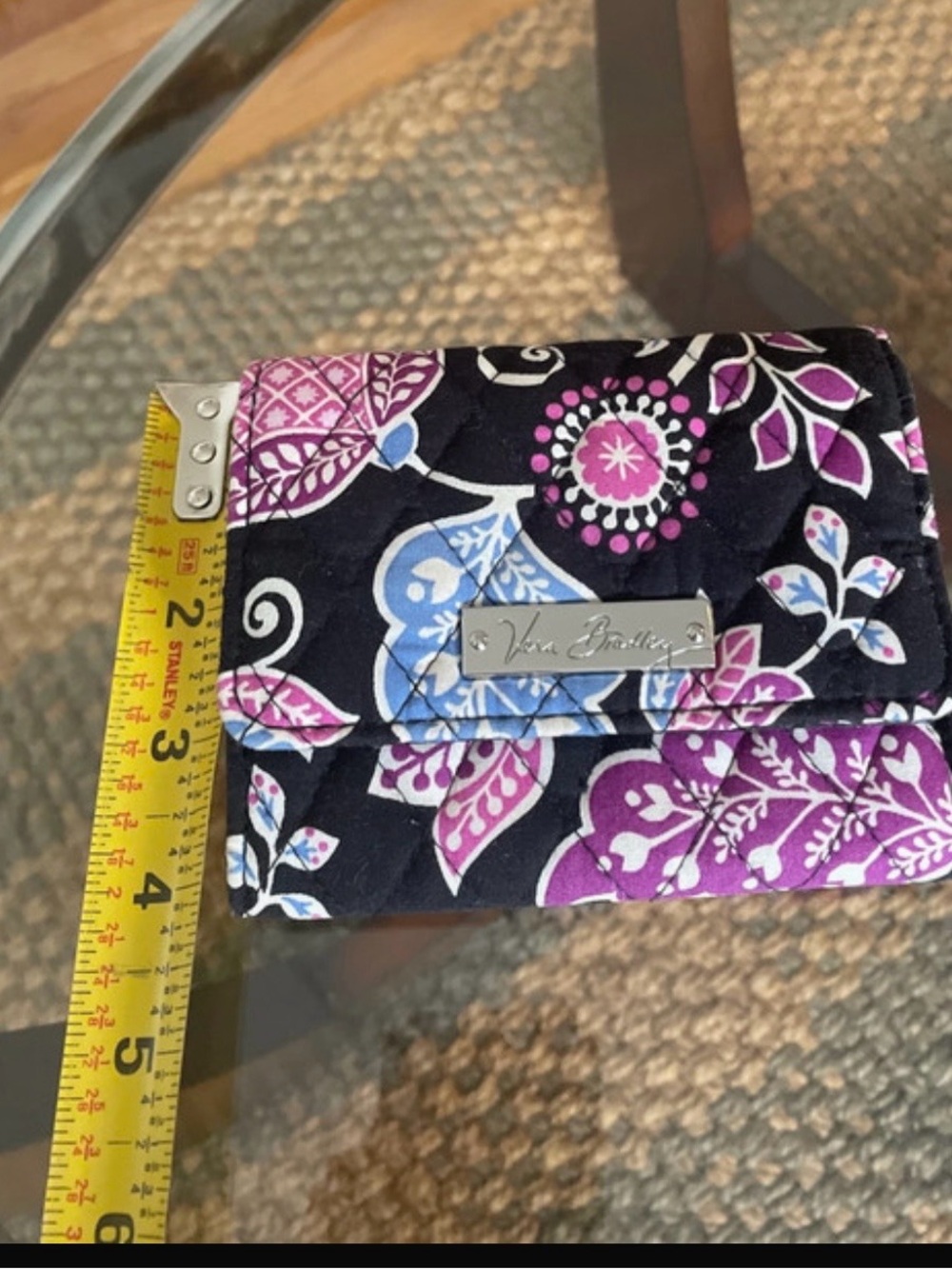 Vera Bradley Quilted Floral Card Wallet in Black, Purple and Light Blue - Picture 10 of 10